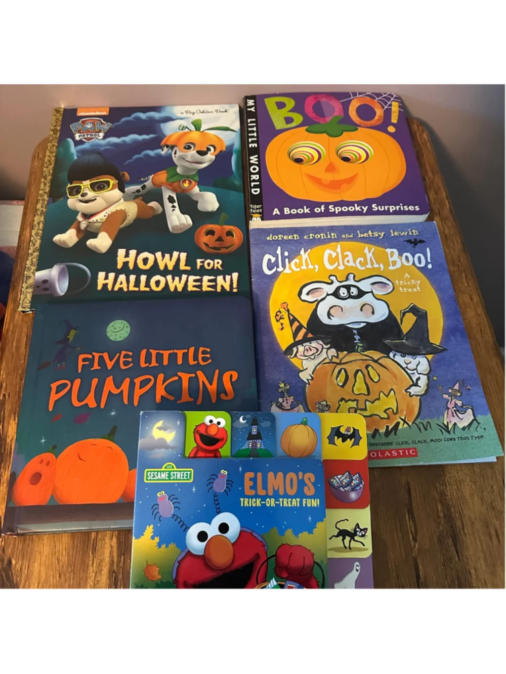 Halloween Board Books Lot of 5 Paw Patrol Elmo Click Clack Boo Pumpkins Kids